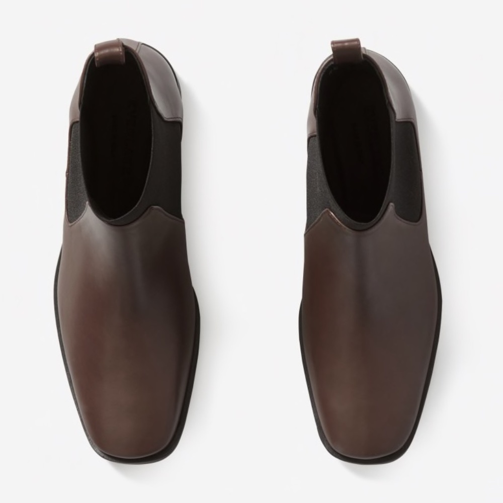 RARE The Italian Leather Square Toe Chelsea Boot in Brown/Black - Picture 3 of 11